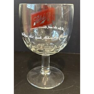 Schlitz Beer Heavy Thumbprint Goblet USA Beer Classic Logo Collectible Vintage